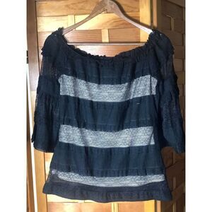 Black Lace Rachel Roy‎ Top With Cream Lining